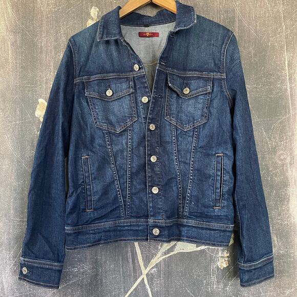 7FAM Denim Trucker Jacket Size Medium - Picture 2 of 7